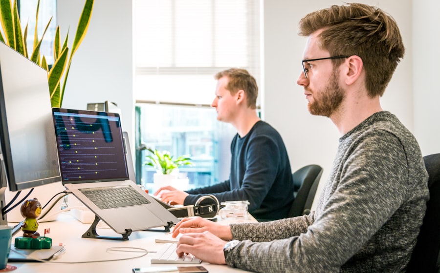 Professional working focused at a laptop